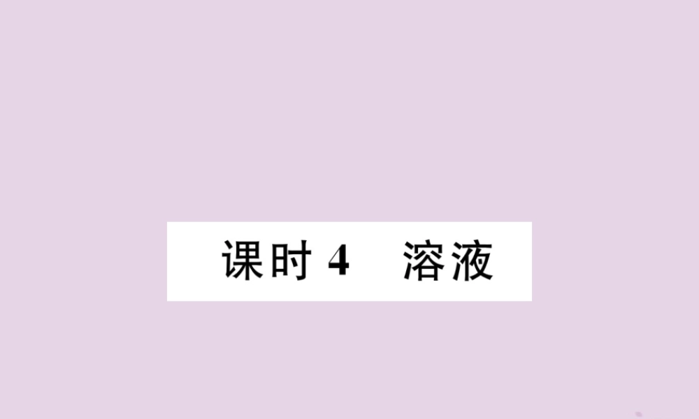 中考化学总复习 第1编 主题复习 模块1 身边的化学物质 课时4 溶液(精讲)课件