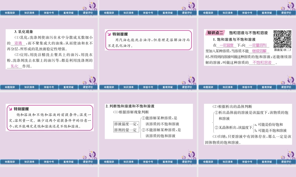 中考化学总复习 第1编 主题复习 模块1 身边的化学物质 课时4 溶液(精讲)课件