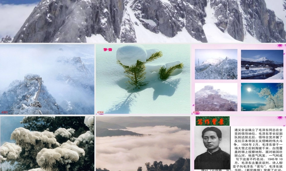 九年级语文上册(第1课 沁园春 雪)课件 新人教版 课件