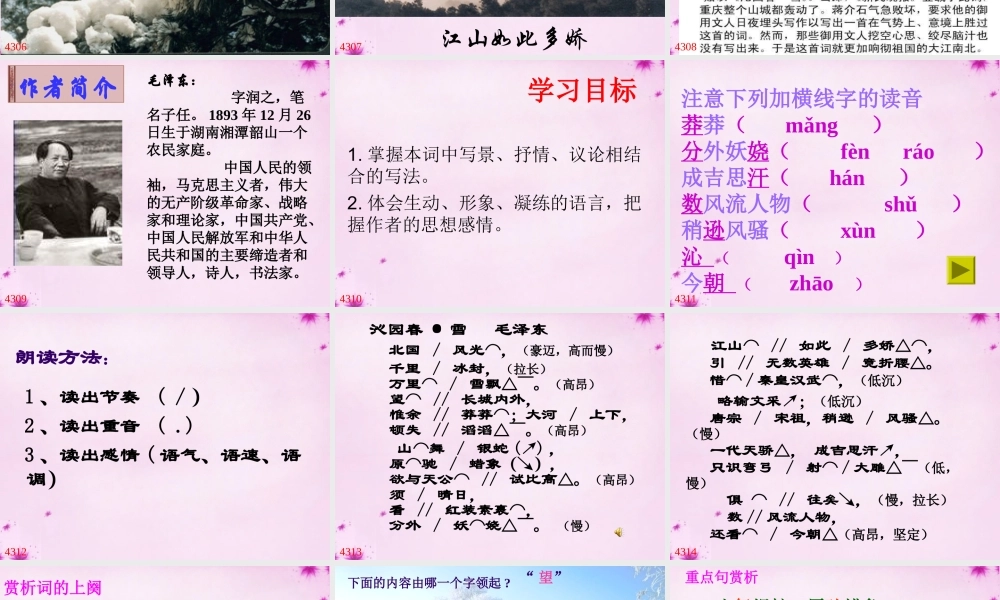 九年级语文上册(第1课 沁园春 雪)课件 新人教版 课件