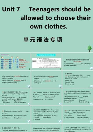 九年级英语全册 Unit 7 Teenagers should be allowed to choose their own clothes单元语法专项作业课件 (新版)人教新目标版 课件