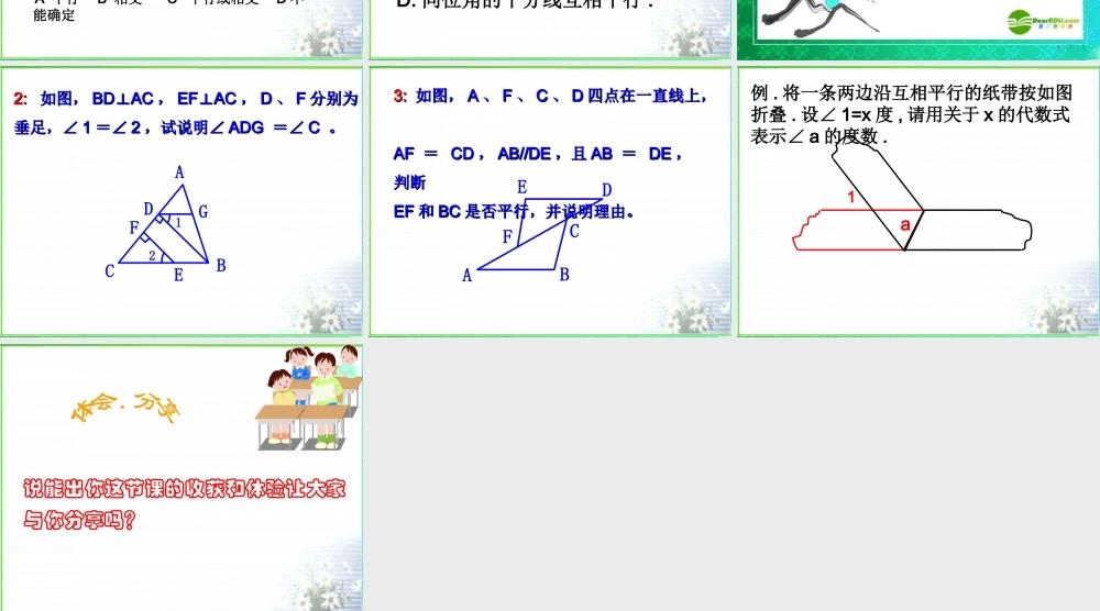 八年级数学上册 平行线复习课件 浙教版 课件