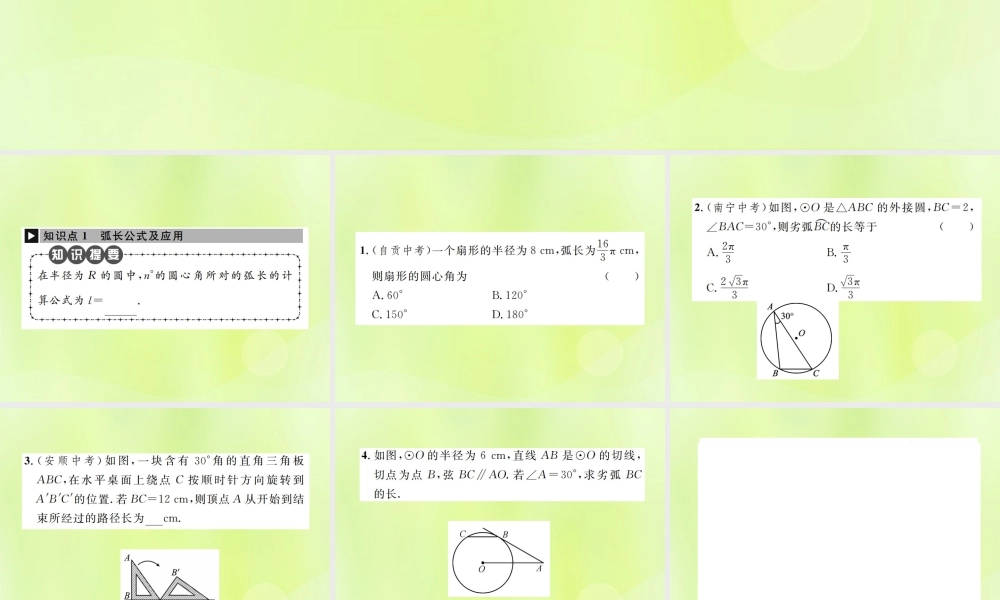 九年级数学上册 第二十四章 圆 244 弧长和扇形面积 第1课时 弧长和扇形面积课件 (新版)新人教版 课件
