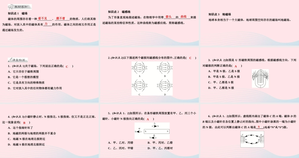 九年级物理全册 第17章 第1节 磁是什么 第2课时 磁场课件 (新版)沪科版 课件