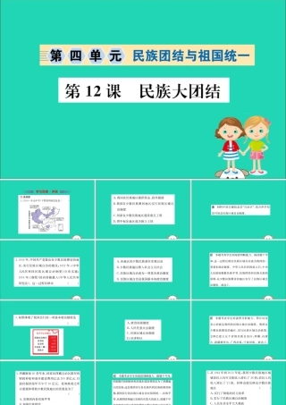 八年级历史下册 第四单元 民族团结与祖国统一 4.12一课一练习题课件 (新版)新人教版 课件