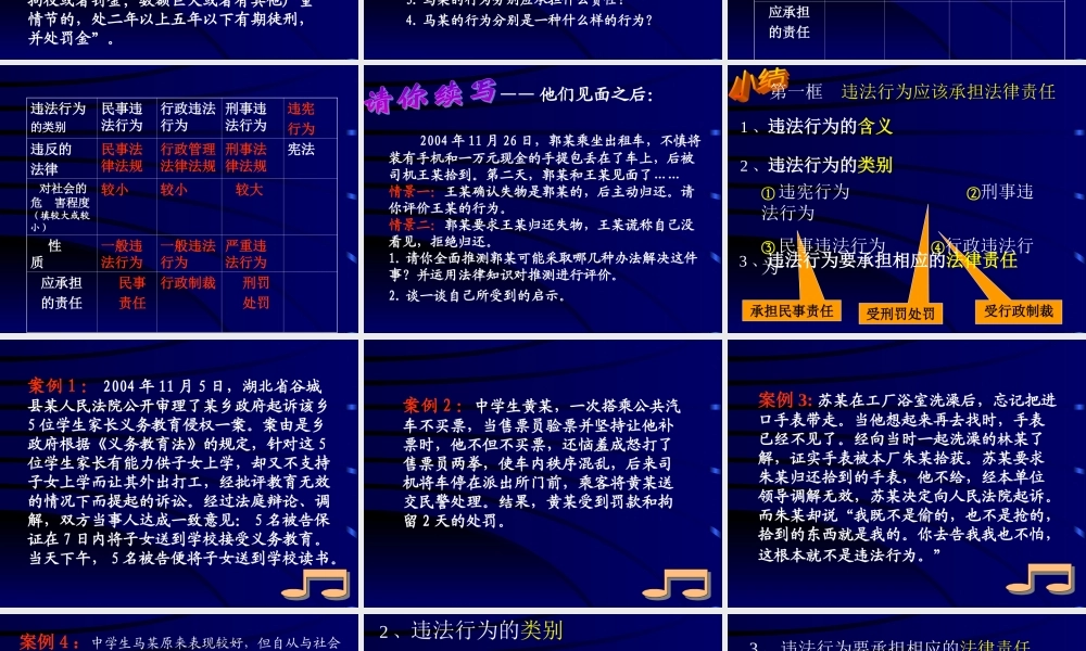 八年级政治违法行为要承担法律责任课件 新课标 人教版 课件