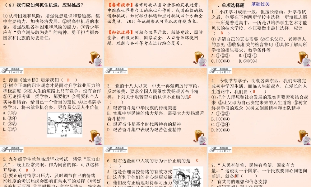 中考政治冲刺复习 第十三章 理想与奋斗课件