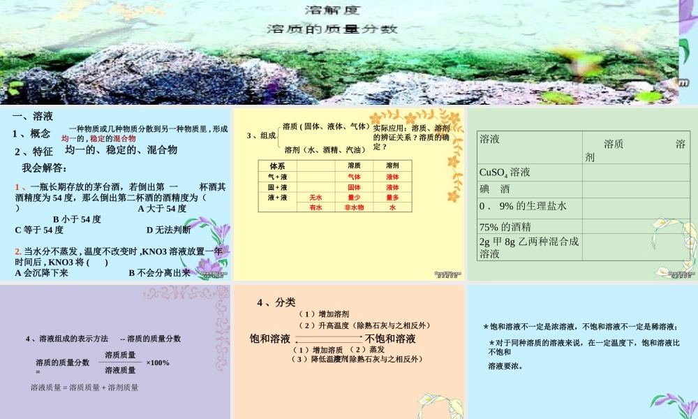 初三化学溶液总复习课件