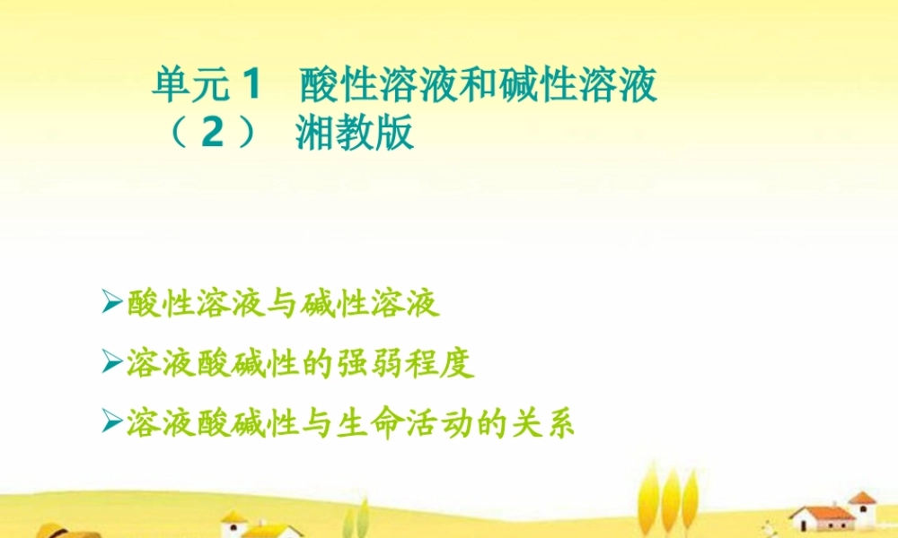 单元1  酸性溶液和碱性溶液(2) 湘教版 课件