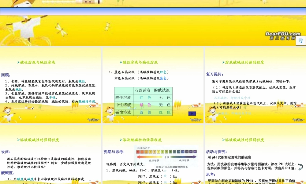 单元1  酸性溶液和碱性溶液(2) 湘教版 课件