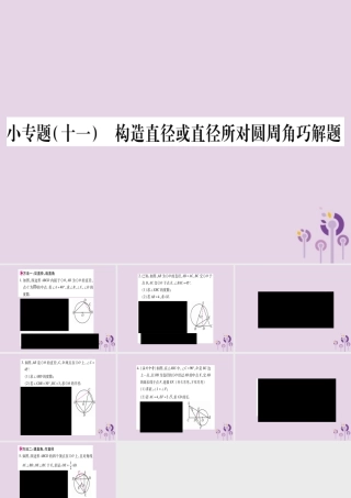 九年级数学上册 第二十四章 圆 241 圆的有关性质 2414 小专题(十一)构造直径或者直径所对圆周角巧解题作业课件 (新版)新人教版 课件