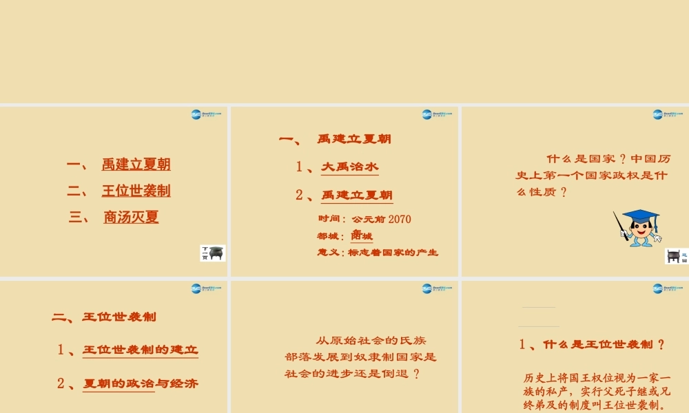 中考历史(禅让制到世袭制的演变)复习课件1 课件