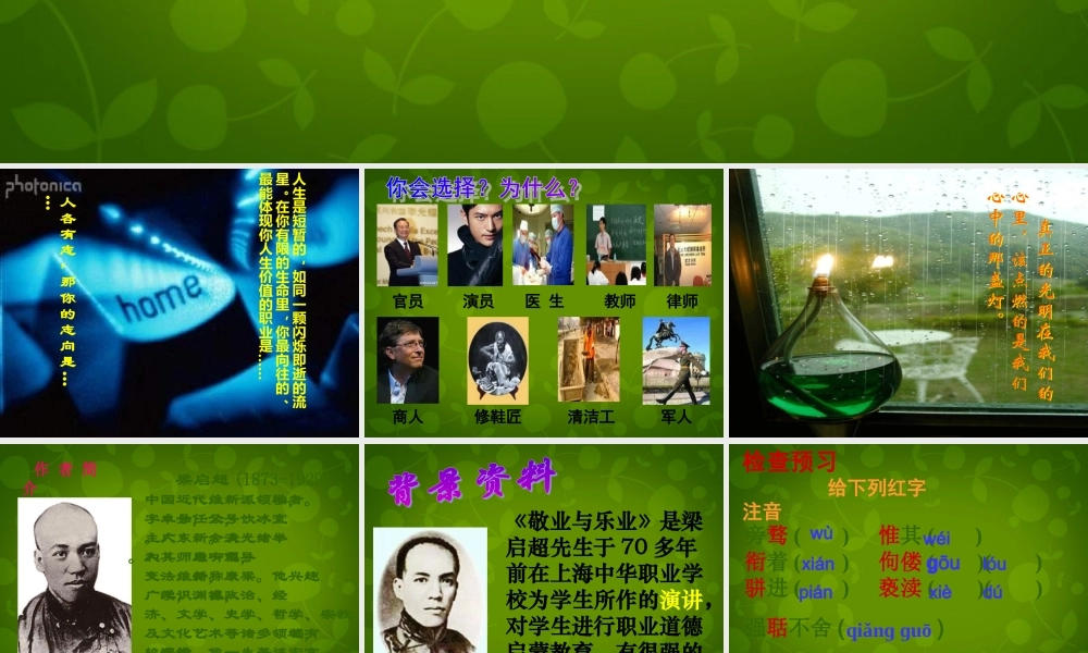 九年级语文上册(5 敬业与乐业)课件 新人教版 课件