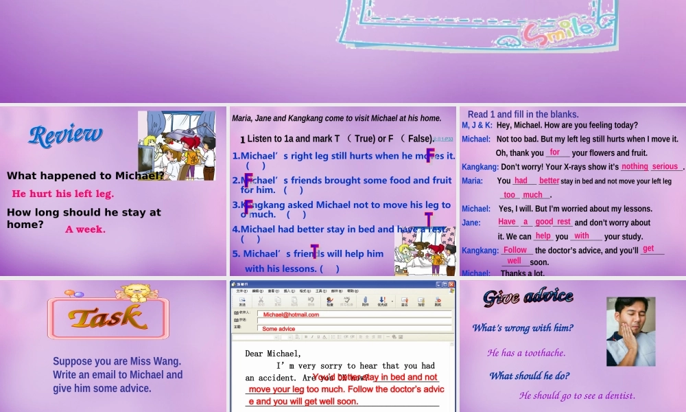 八年级英语上册 Unit 2 Keeping Healthy Topic 1 Section D课件 (新版)仁爱版 课件