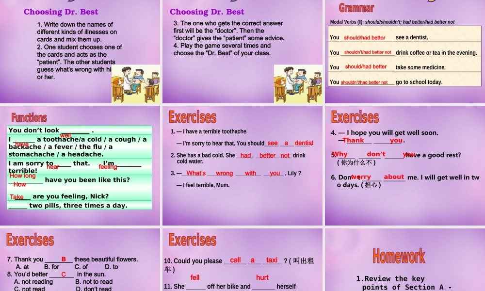 八年级英语上册 Unit 2 Keeping Healthy Topic 1 Section D课件 (新版)仁爱版 课件