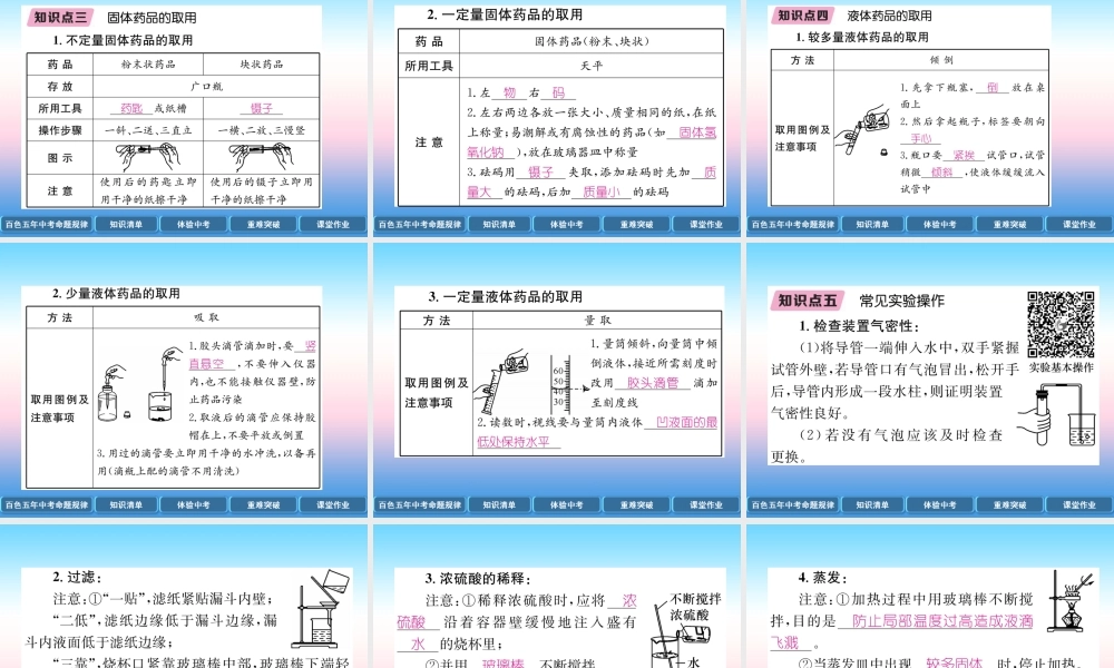 中考化学复习 第1编 教材知识梳理篇 第1单元 走进化学世界 第2讲 实验基本操作(精讲)课件