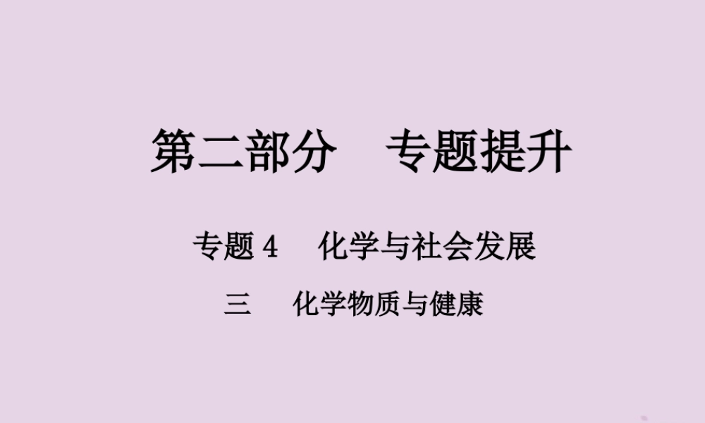 中考化学总复习 第二部分 专题提升 专题4 化学与社会发展 三 化学物质与健康课件