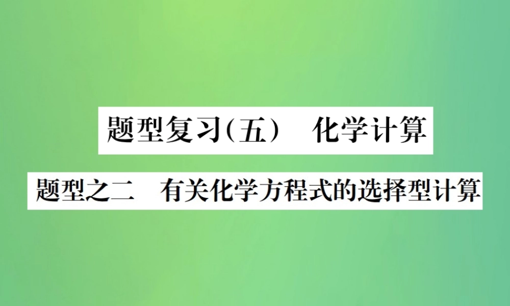 中考化学总复习 中考6大题型轻松搞定 题型复习(五)题型之二 有关化学方程式的选择型计算课件