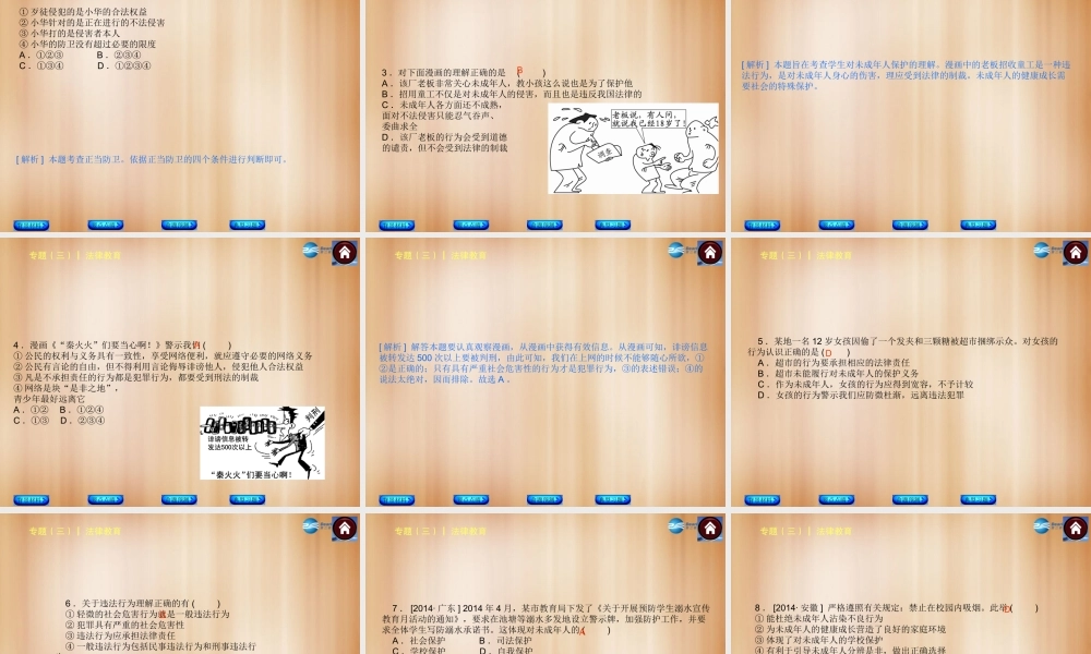 中考政治总复习 专题(三) 法律教育课件(背景材料要点点睛命题预测典型习题) 课件