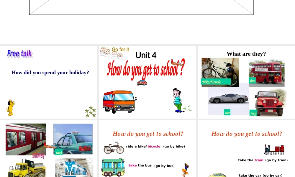 八年级英语Unit4 How do you get to school2课件 新课标 人教版 课件