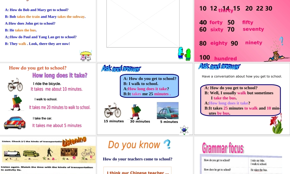 八年级英语Unit4 How do you get to school2课件 新课标 人教版 课件
