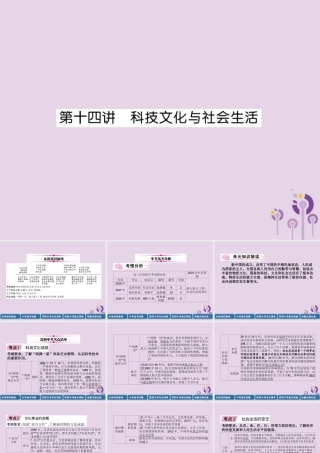 中考历史总复习 第一编 教材知识速查篇 模块二 中国现代史 第14讲 科技文化与社会生活(精讲)课件