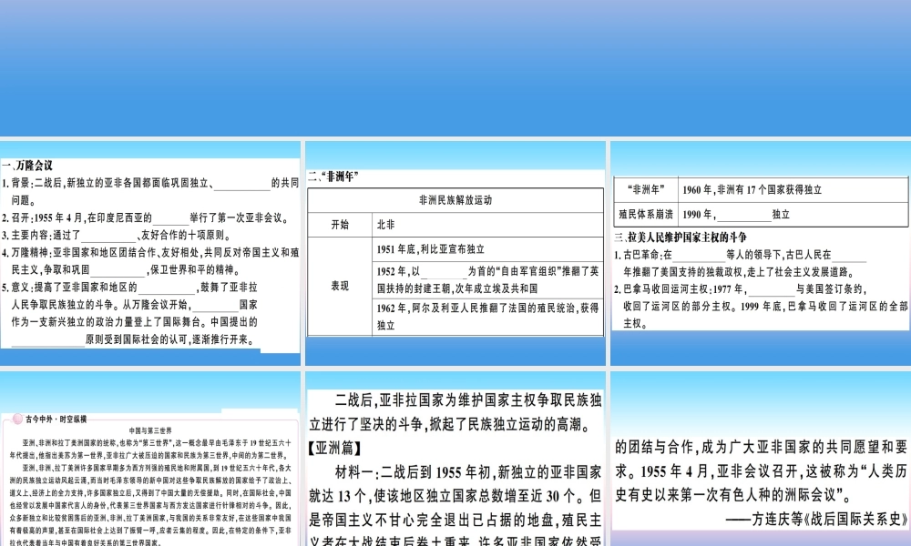 九年级历史下册 第五单元 冷战和美苏对峙的世界 第19课 亚非拉国家的新发展习题课件 新人教版 课件