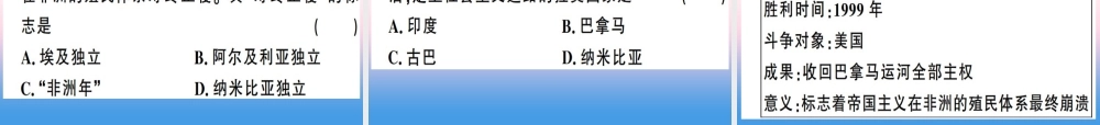 九年级历史下册 第五单元 冷战和美苏对峙的世界 第19课 亚非拉国家的新发展习题课件 新人教版 课件