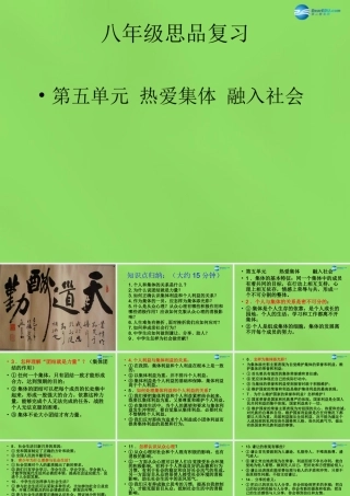 八年级政治下册 第五单元 热爱集体 融入社会复习课件 鲁教版 课件