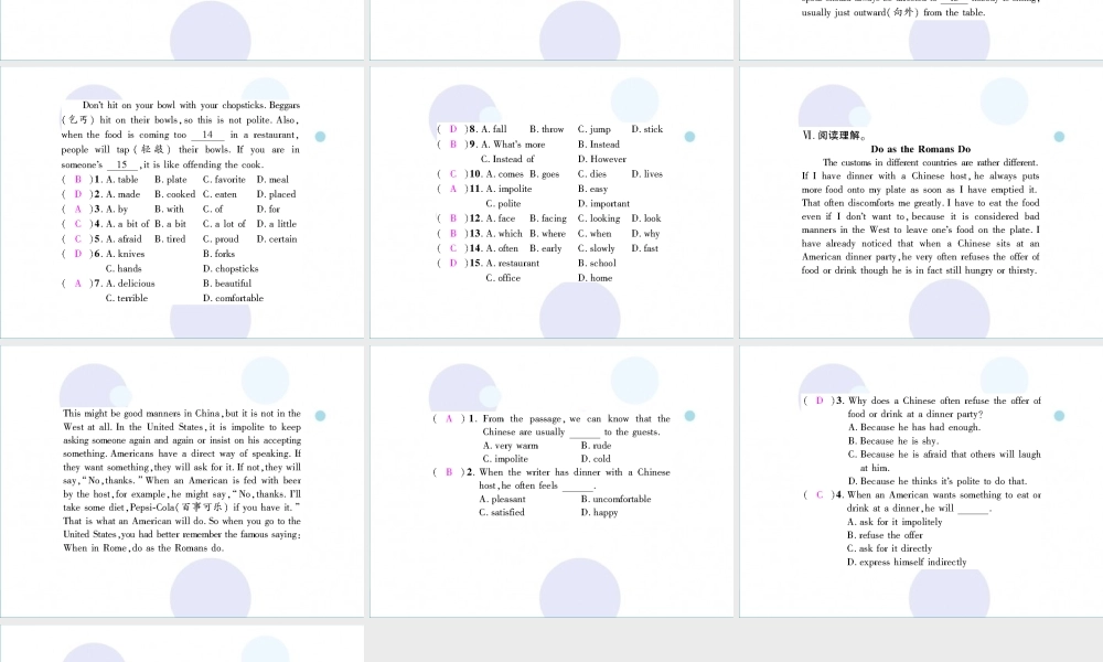 九年级英语全册 Unit 10 You re supposed to shake hands(第2课时)Section A2(3a 4c)习题课件 (新版)人教新目标版 课件
