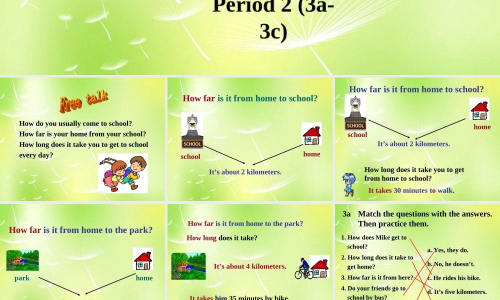 中学七年级英语下册 Unit 3 How do you get to school Period 2课件 (新版)人教新目标版 课件