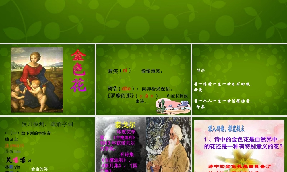 中学七年级语文上册 4(散文诗两首)金色花课件 (新版)新人教版 课件