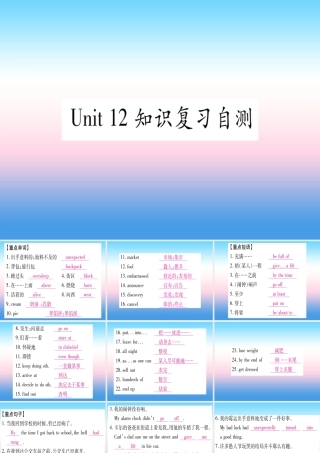 九年级英语全册 Unit 12 Life is full of the unexpected知识复习自测课堂导练课件(含中考真题)(新版)人教新目标版 课件