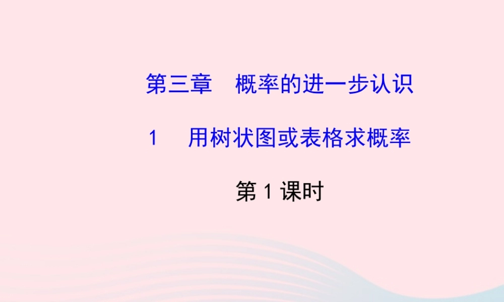 九年级数学上册 第三章 概率的进一步认识  1用树状图或表格求概率(第1课时)习题课件 (新版)北师大版 课件