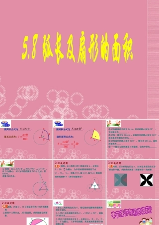 九年级数学上册 58 弧长及扇形的面积课件 苏科版 课件