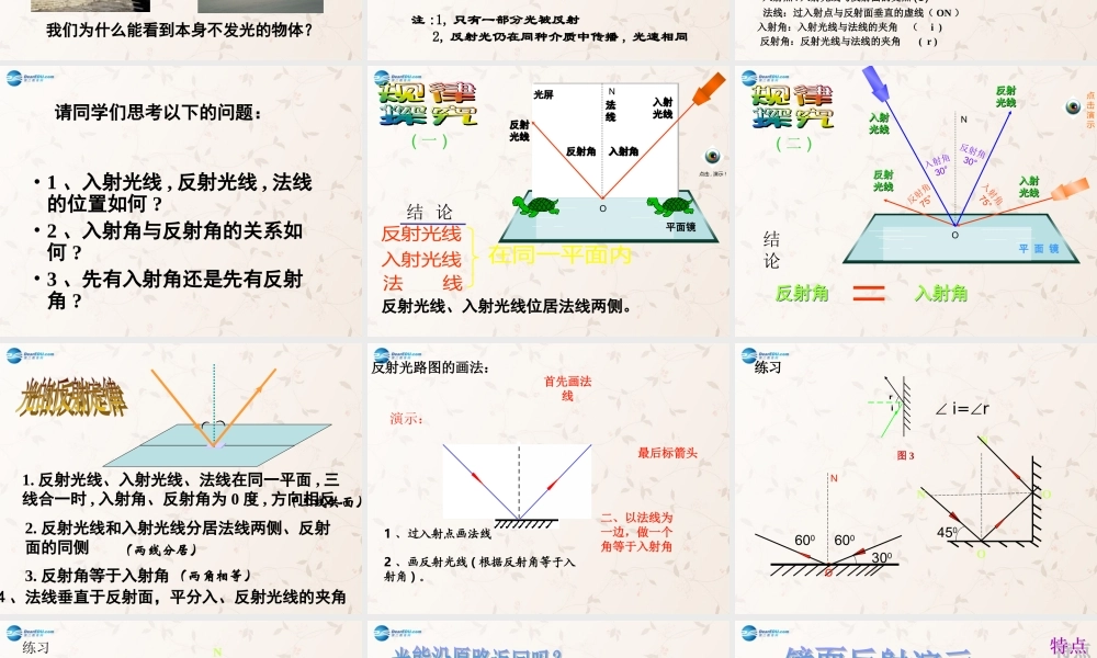 八年级物理全册 第四章 第一节 第二课时 光的反射定律课件 (新版)沪科版 课件