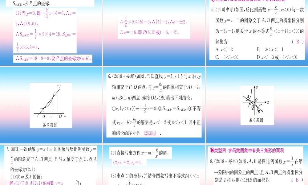 九年级数学下册 第26章 反比例函数 专题2 反比例函数与一次函数的综合课堂导练课件(含中考真题)(新版)新人教版 课件