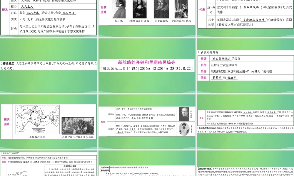 中考历史复习 第一篇 教材系统复习 4 世界古、近代史 第二学习主题 资本主义的兴起和欧美资产阶九年级革命讲解课件