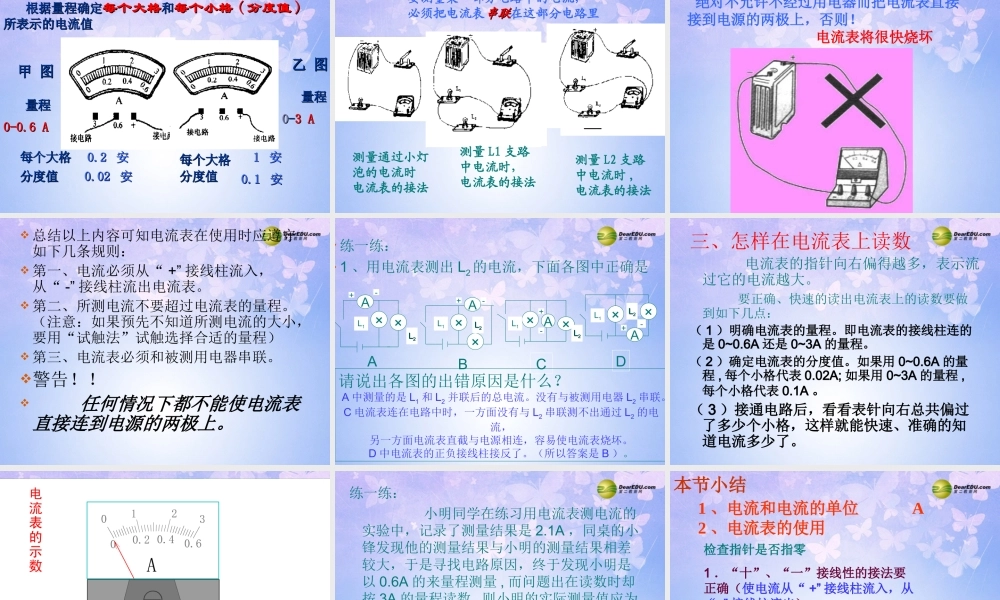 九年级物理上册 154 电流的测量课件 新人教版 课件