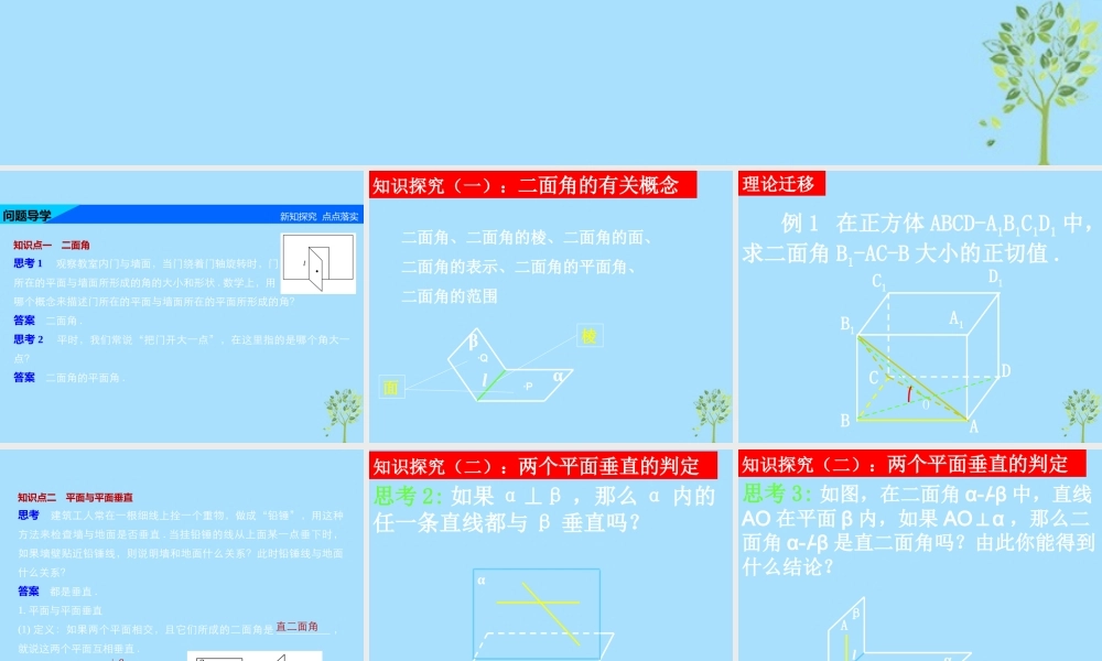 山西省忻州市高考数学 专题 平面与平面垂直复习课件