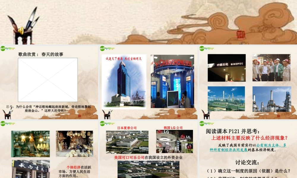 九年级思想品德 多种所有制经济共同发展课件 苏人版 课件