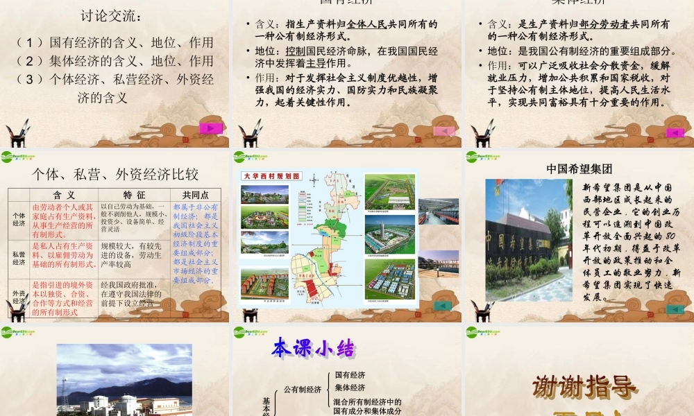 九年级思想品德 多种所有制经济共同发展课件 苏人版 课件