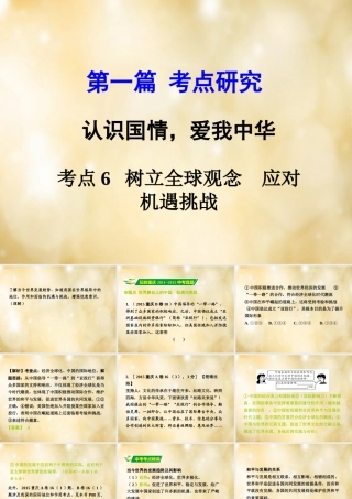 中考政治 专题讲解考点6 树立全球观念 应对机遇挑战课件