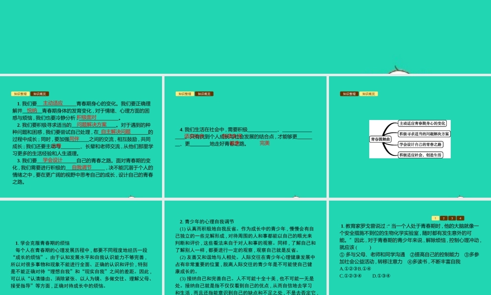 八年级道德与法治上册 第一单元 步入青春年华 第2课 感受青春律动 第3站 青春圆舞曲课件 北师大版 课件