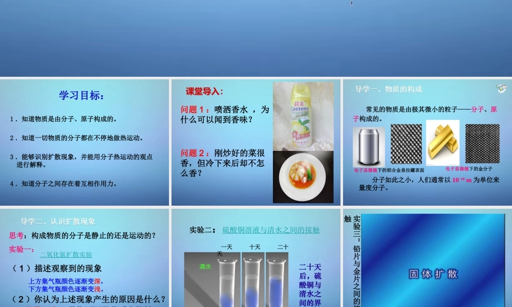 九年级物理全册 131 分子的热运动课件 (新版)新人教版 课件