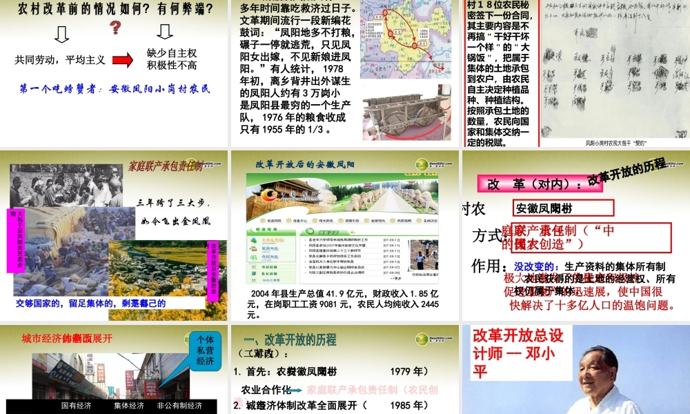 九年级历史与社会全册 第一单元第三课第一框 改革开放的年代课件 人教版 课件
