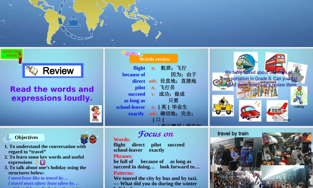 九年级英语下册 Module 1 Unit 1 We toured the city by bus and by taxi课件 (新版)外研版 课件