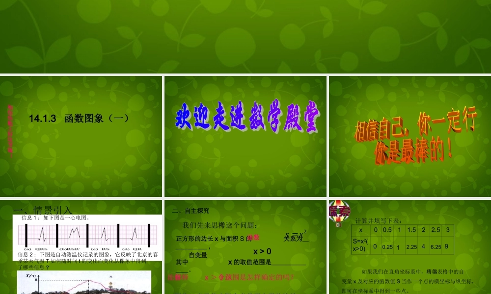 八年级数学上册 14.1.3 函数的图象课件1 新人教版 课件
