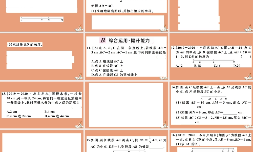 学上册 第二章 几何图形的初步认识 2.4 线段的和与差作业课件 (新版)冀教版 课件
