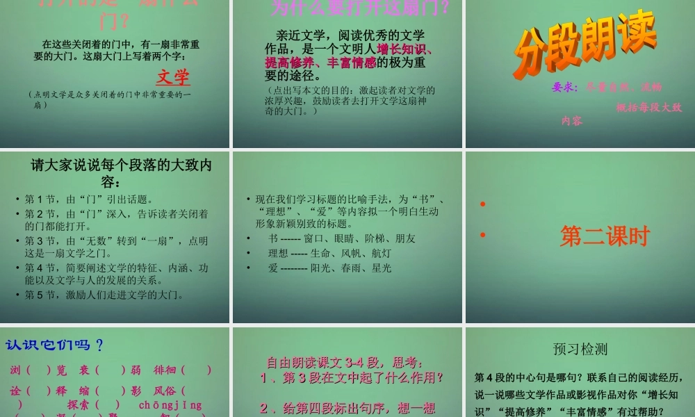 七年级语文上册 1.1(为你打开一扇门)课件 (新版)苏教版 课件